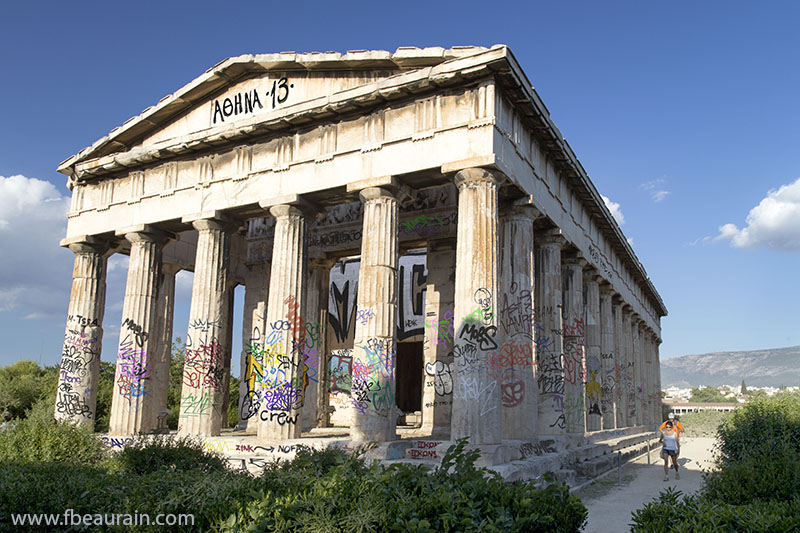 Hephaistos temple covered with graffiti
