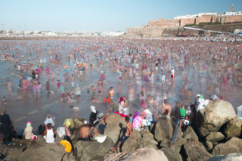 bain de foule, rabat, beach, long exposure, crowd, foule, oudayas